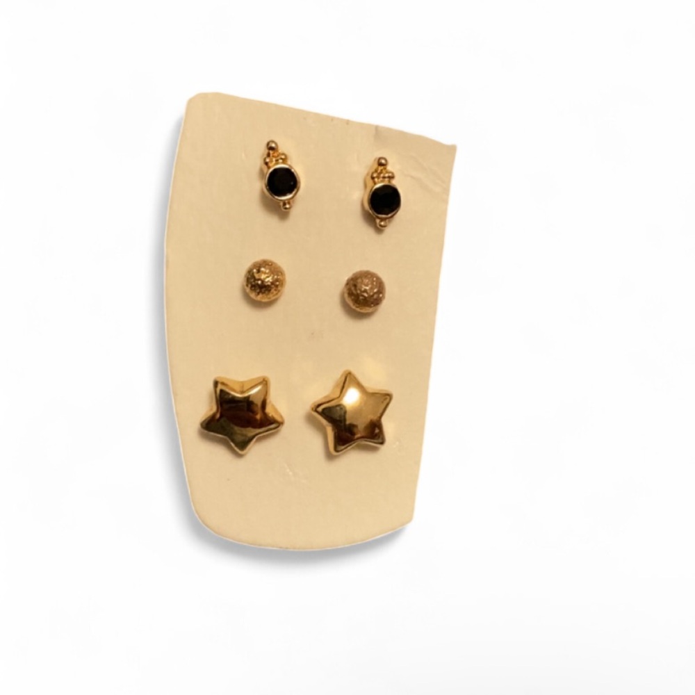Gold and Black Earring Set